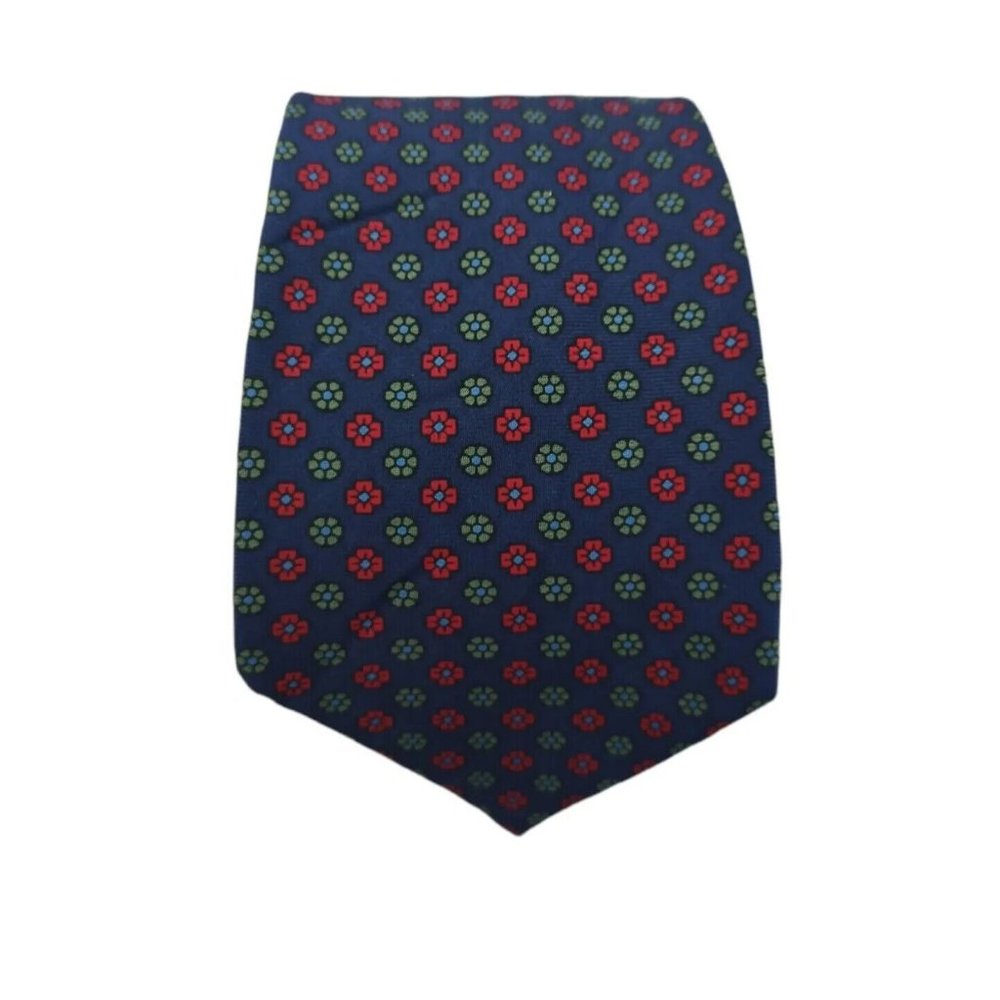 BURBERRYS Blue Floral Silk Tie ENGLAND 57"/ 3.7" EC